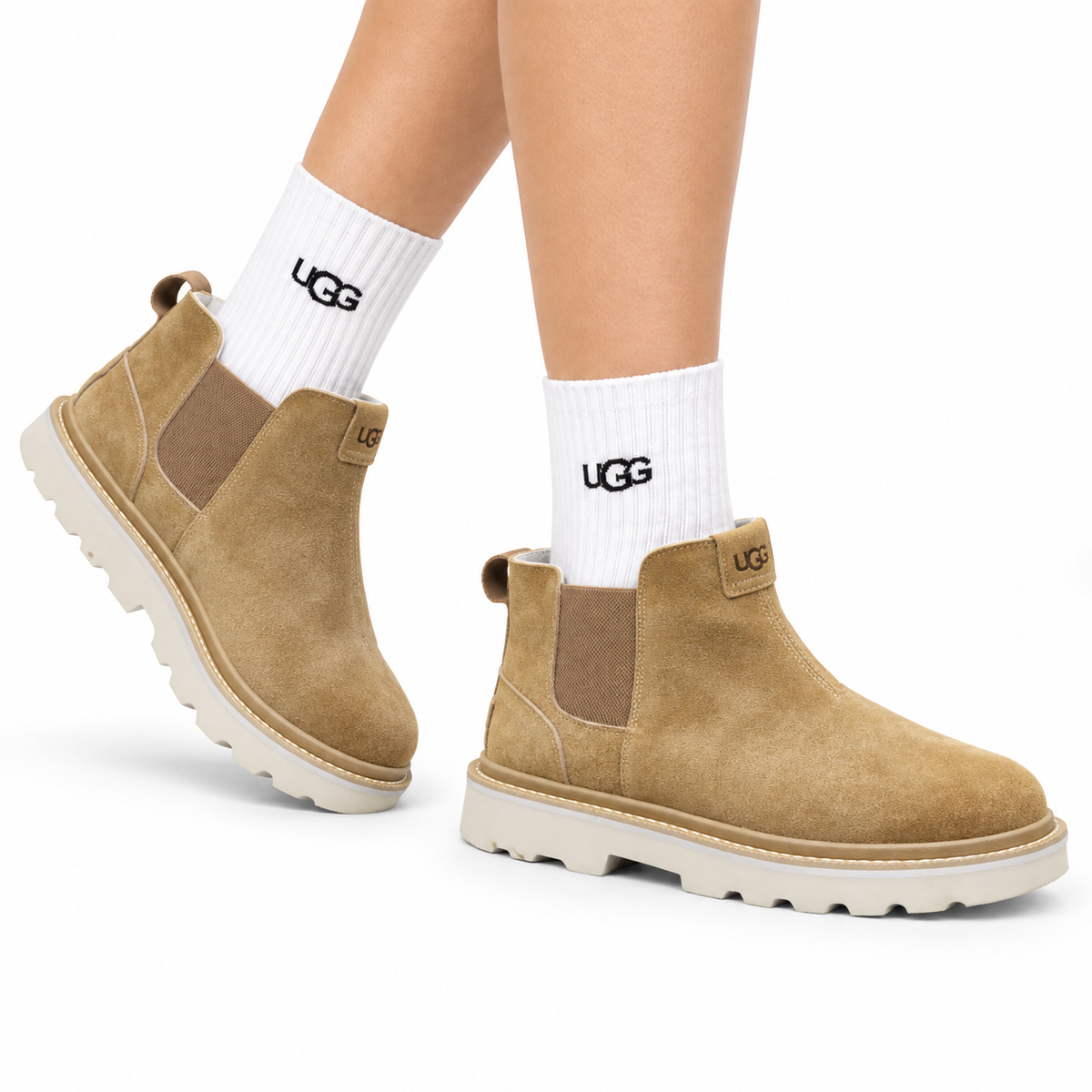 UGG Sand Suede Chelsea Casual Shoes - side-angle hero view
