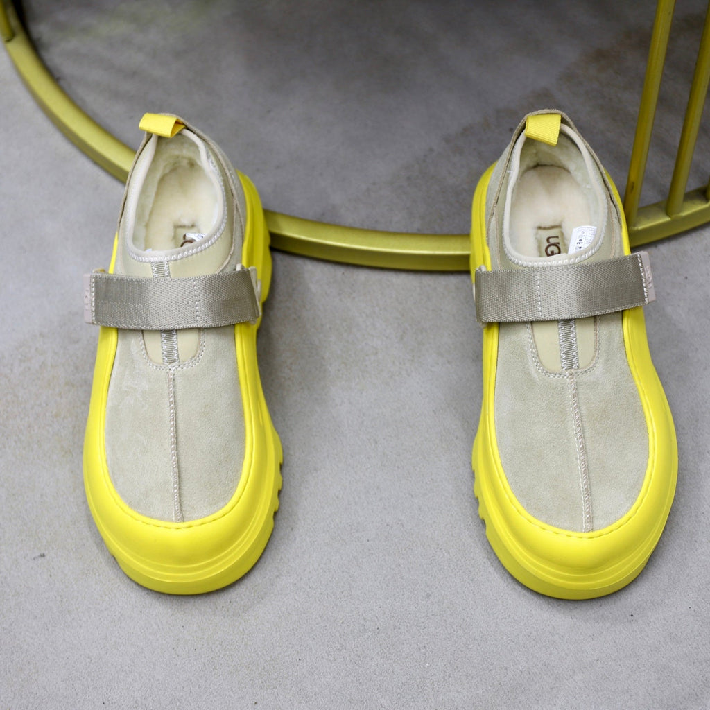 UGG Gray Neon-Yellow Strap Platform Shoes - product view 4