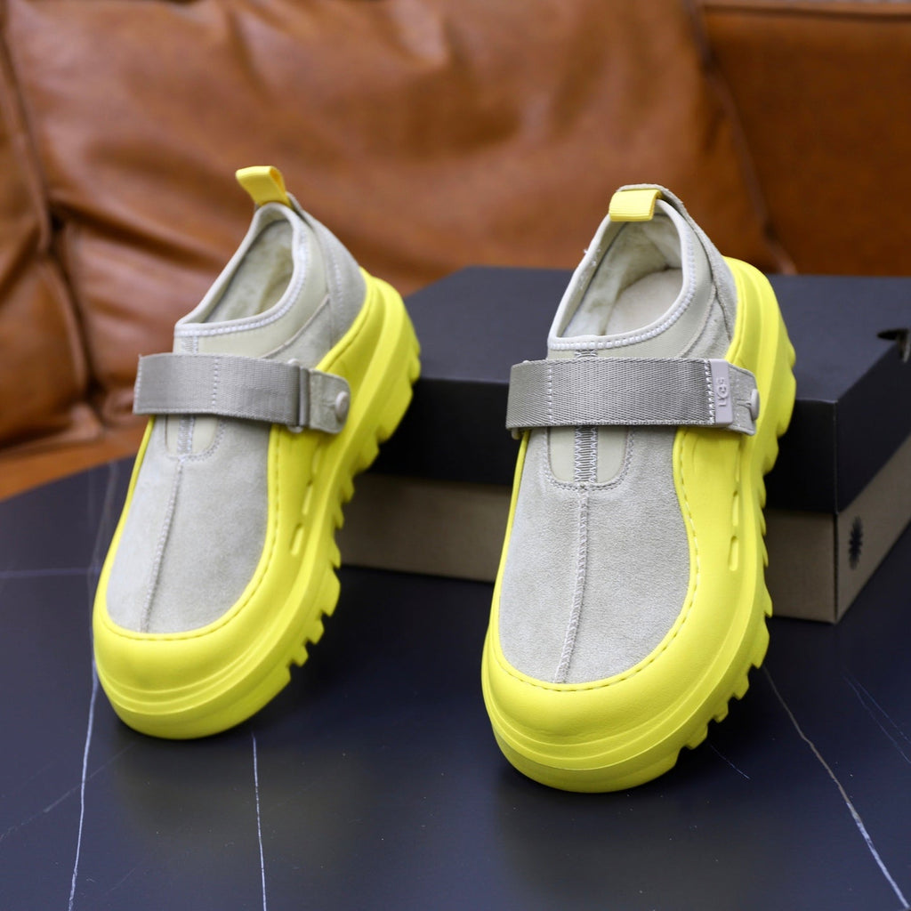 UGG Gray Neon-Yellow Strap Platform Shoes - product view 6