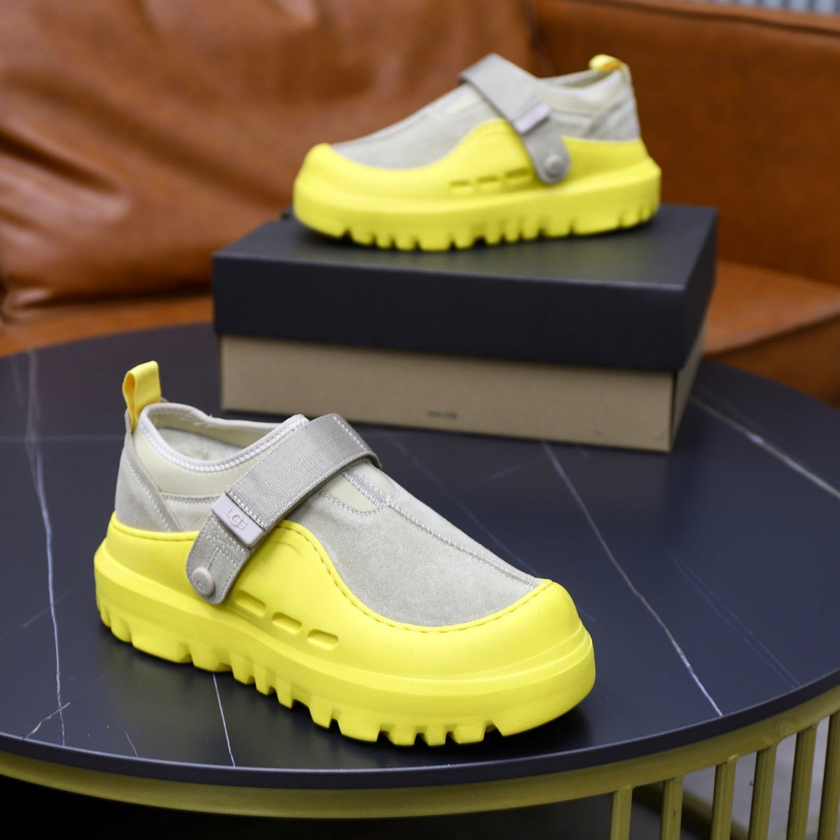 UGG Gray Neon-Yellow Strap Platform Shoes - product view 8