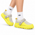UGG Gray Neon-Yellow Strap Platform Shoes - side-angle hero view