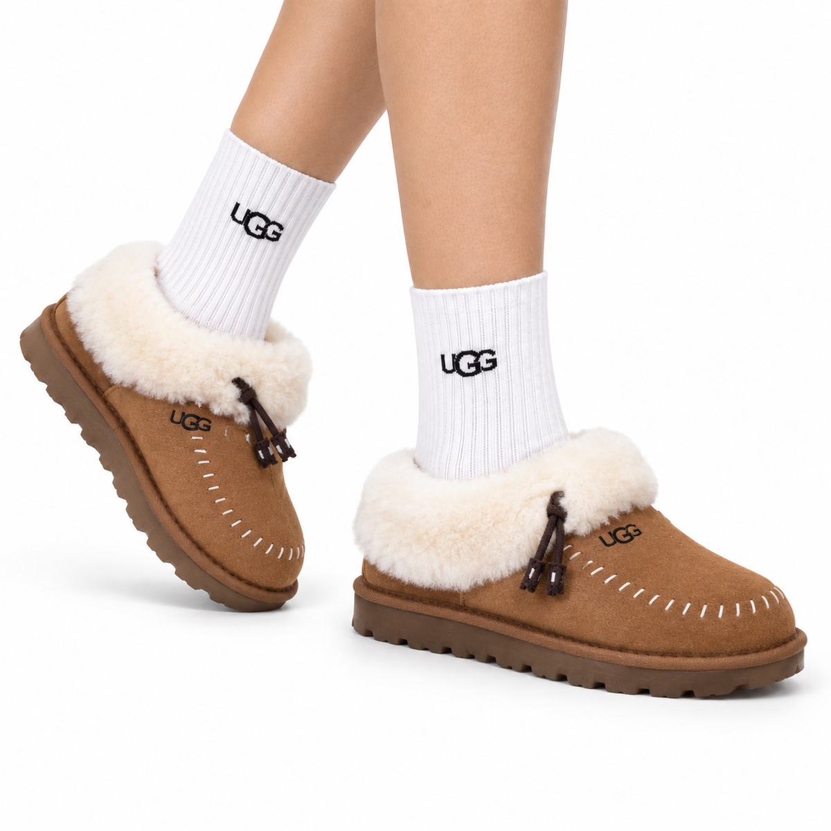 UGG Slipper Evolution Shearling Closed-Toe Slippers - side-angle hero image