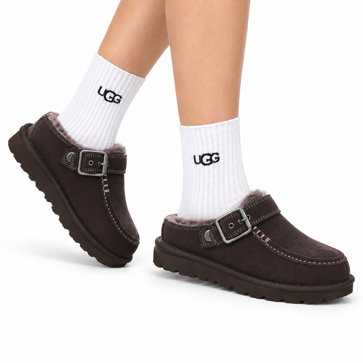 UGG Ethnic-Trim Shearling Slip-On Shoes - side-angle hero image