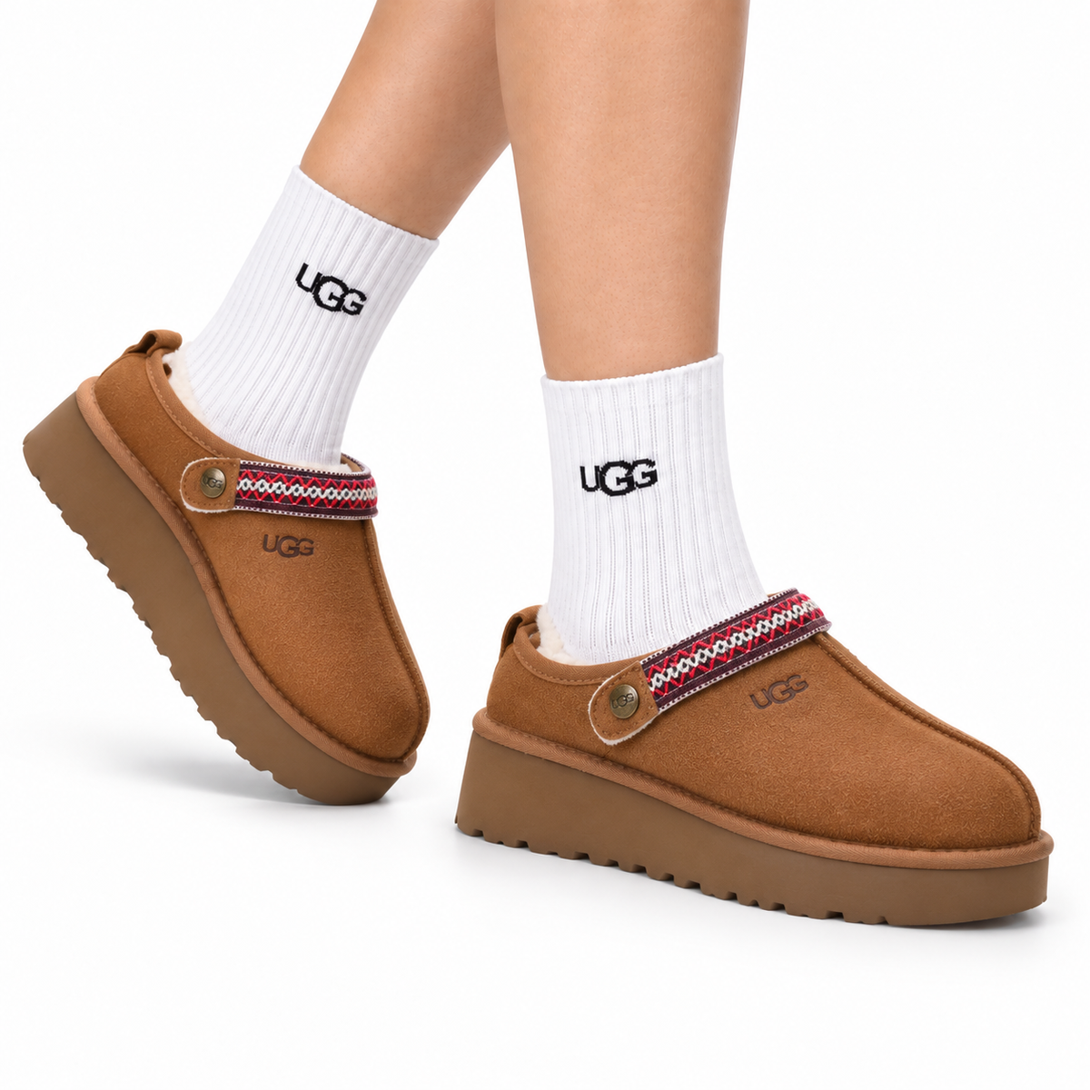 UGG Tazz Shearling Platform Slip-Ons - side-angle hero image