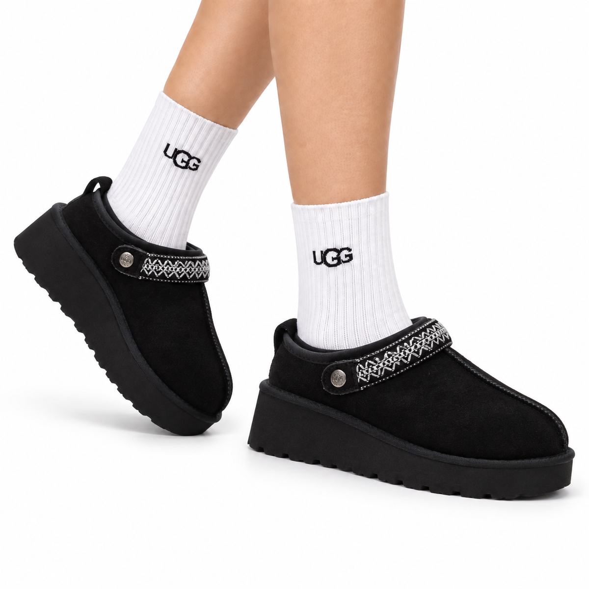 UGG Tazz Shearling Platform Slip-Ons - side-angle hero image