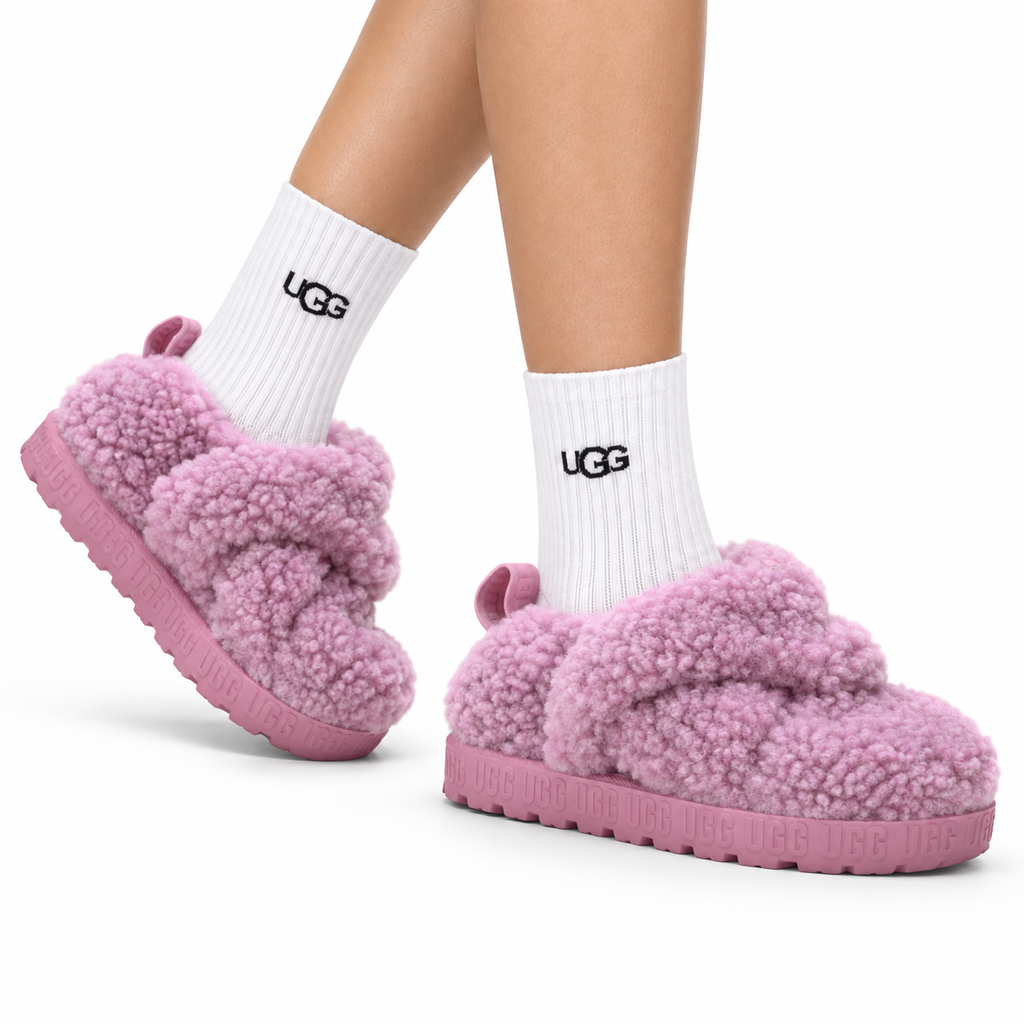 UGG Slipper Evolution Fluffy Platform Slides - side-angle hero image