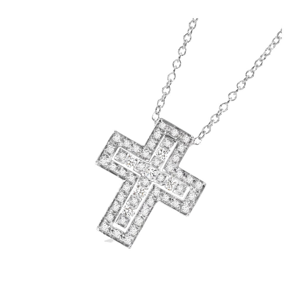 Damiani Style Cross Cubic Zirconia 18K Gold-Plated Necklace front product view