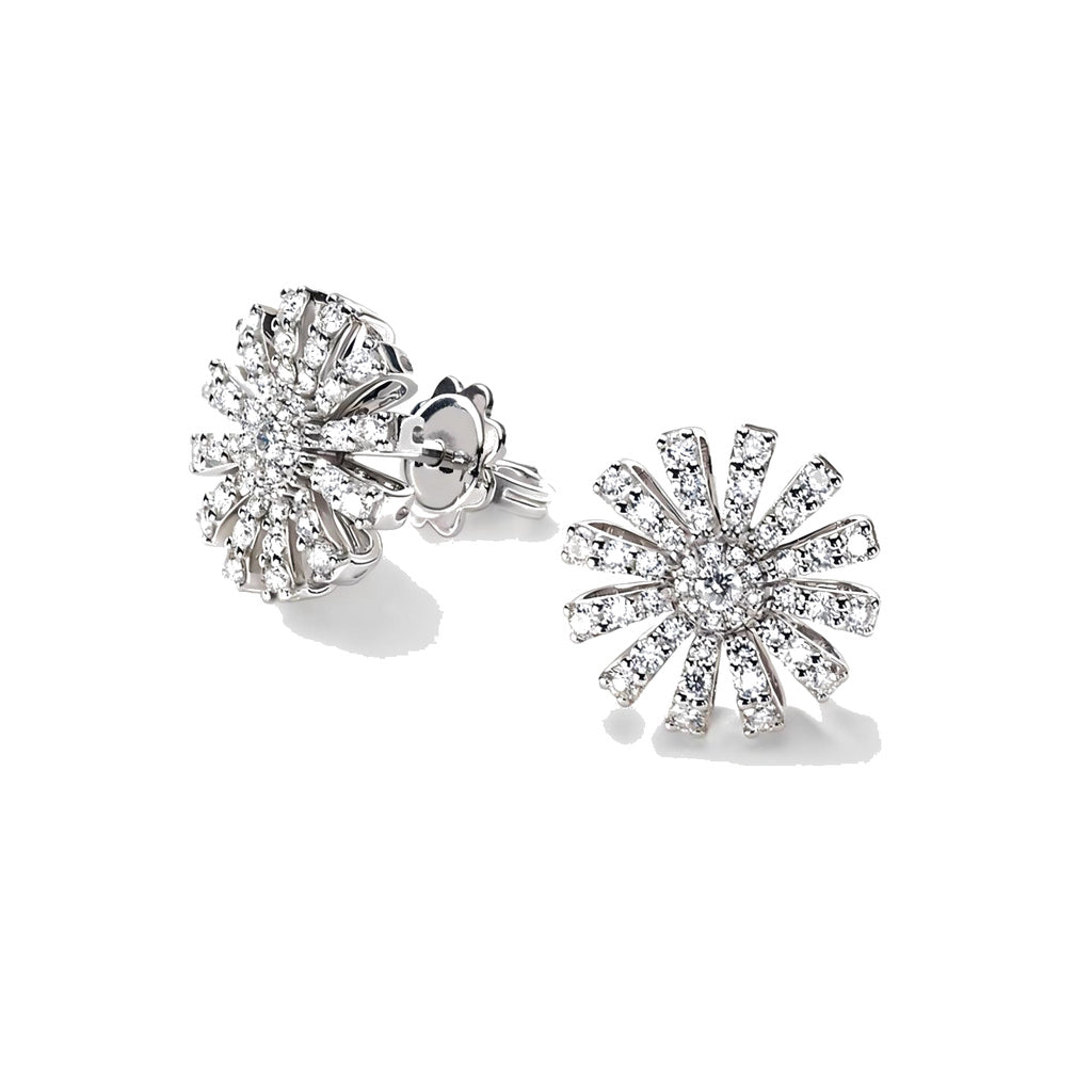 Damiani Style Floral Cubic Zirconia 18K Gold-Plated Earrings front product view