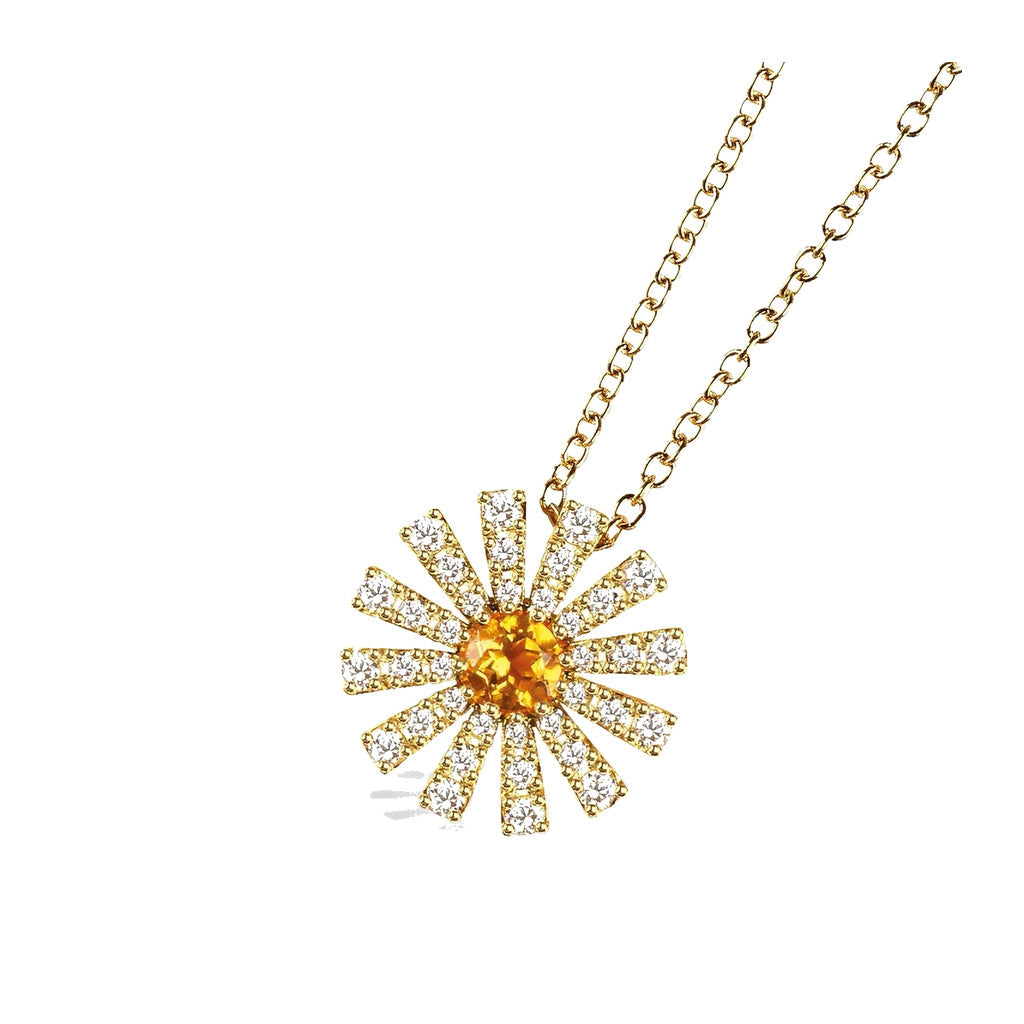 Damiani Style Floral Cubic Zirconia 18K Gold-Plated Necklace front product view