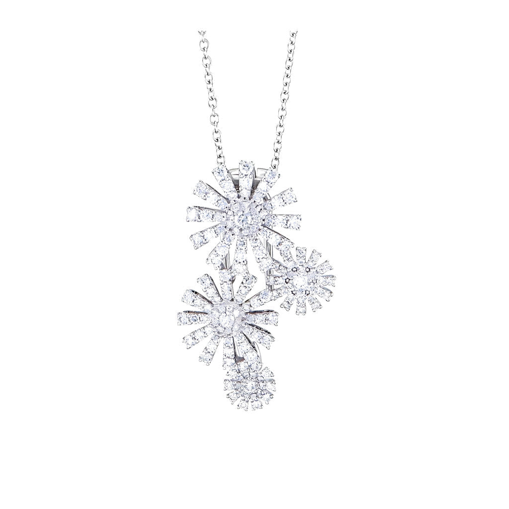 Damiani Style Floral Cubic Zirconia 18K Gold-Plated Necklace front product view