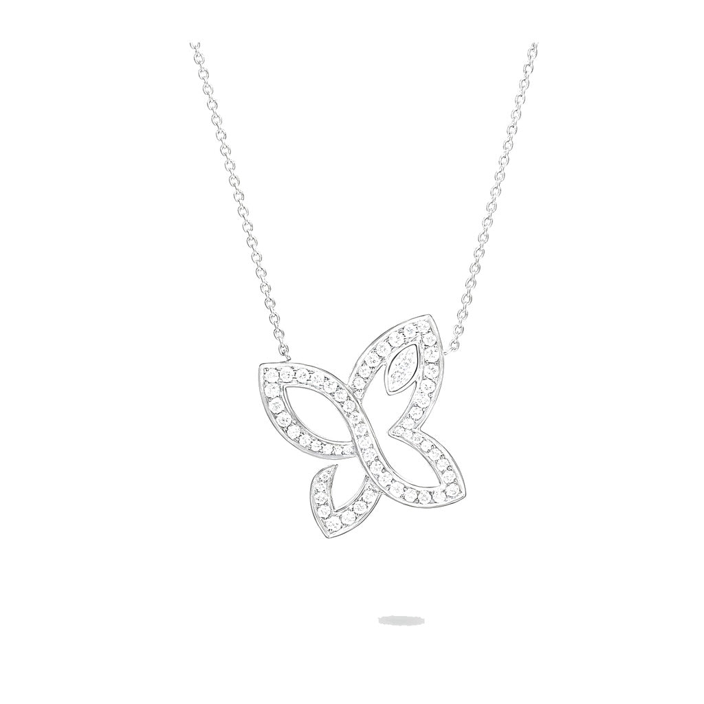 Harry Winston Style Butterfly Lily Cubic Zirconia Necklace front product view