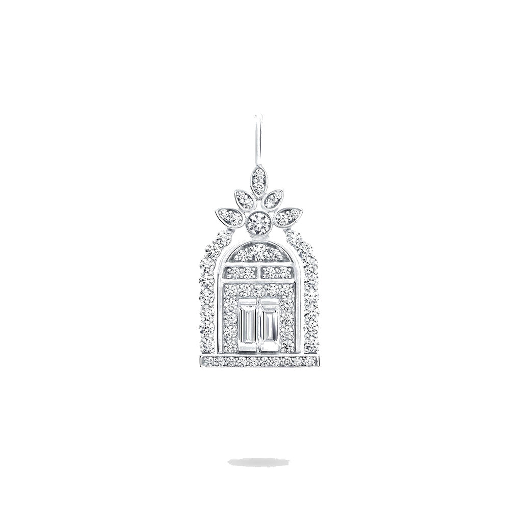 Harry Winston Style Gate of Fortune Cubic Zirconia White-Gold-Plated Necklace front product view