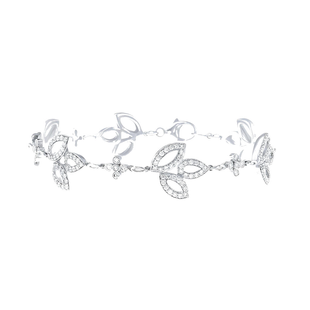 Harry Winston Style Leaf Cubic Zirconia Bracelet front product view