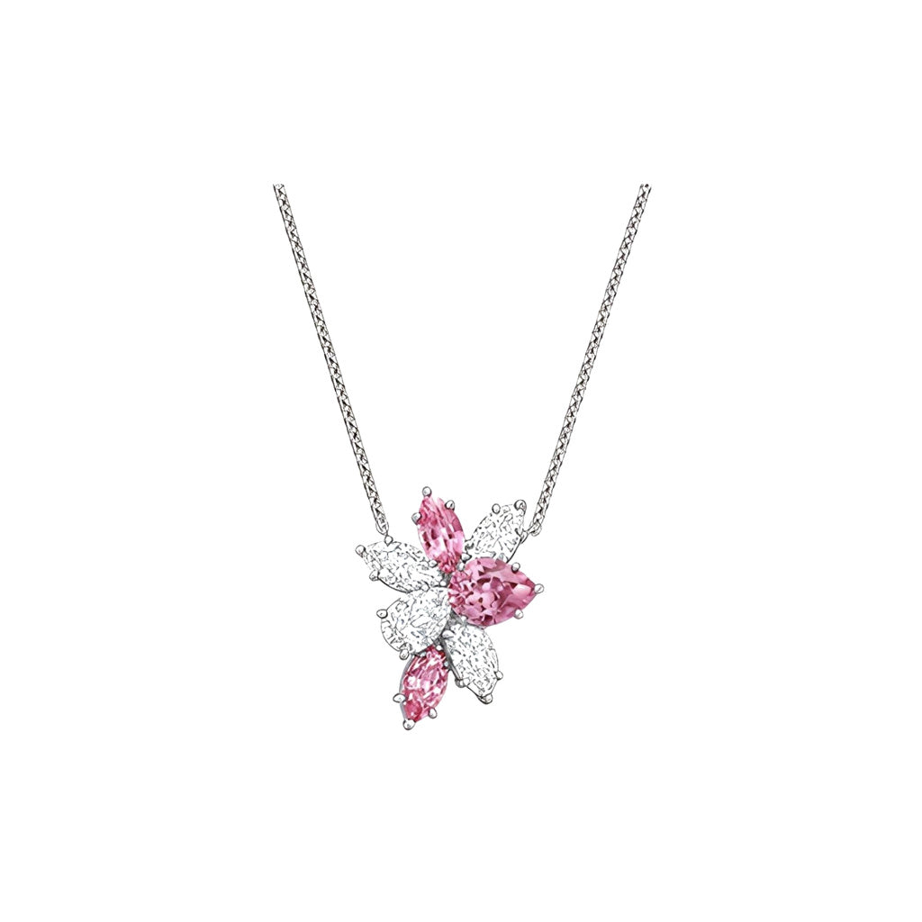Harry Winston Style Pear-Cut Floral Cubic Zirconia Necklace front product view