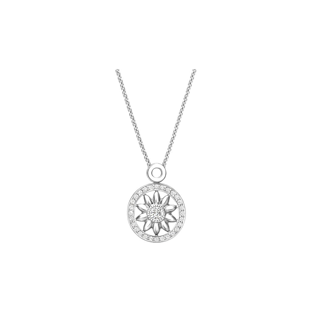 Harry Winston Style Sun Compass Cubic Zirconia 18K Gold-Plated Necklace front product view