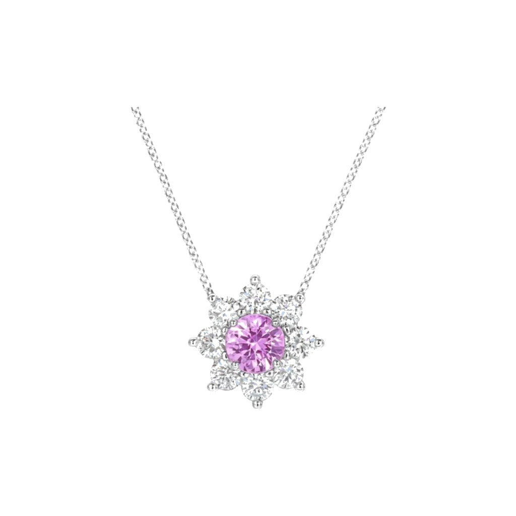 Harry Winston Style Sunflower Cubic Zirconia Necklace front product view