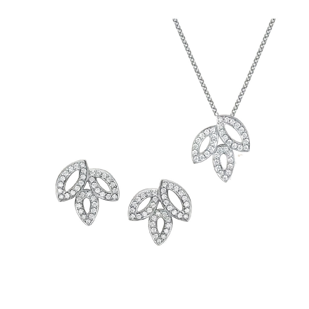 Harry Winston Style Three-Leaf Clover Cubic Zirconia 18K Gold-Plated Earrings front product view