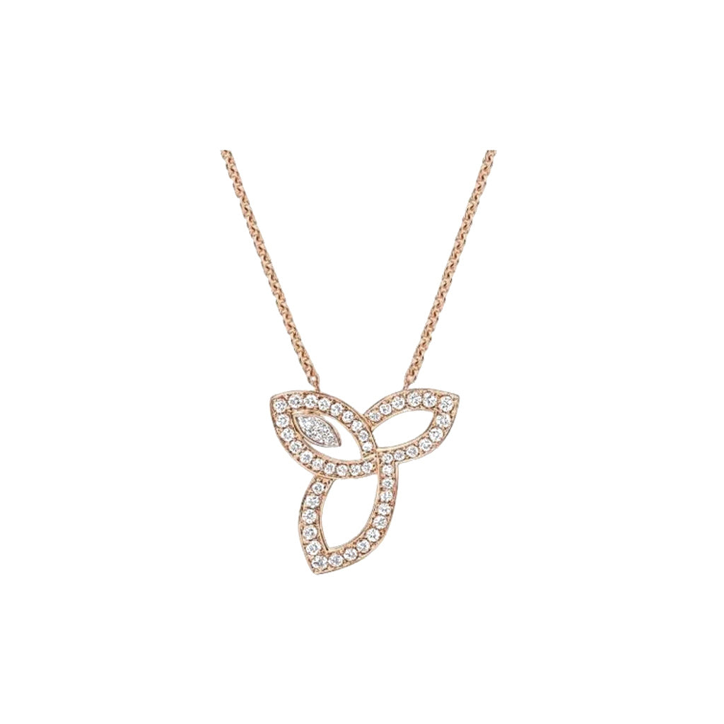 Harry Winston Style Three-Leaf Clover Cubic Zirconia White-Gold-Plated Necklace front product view
