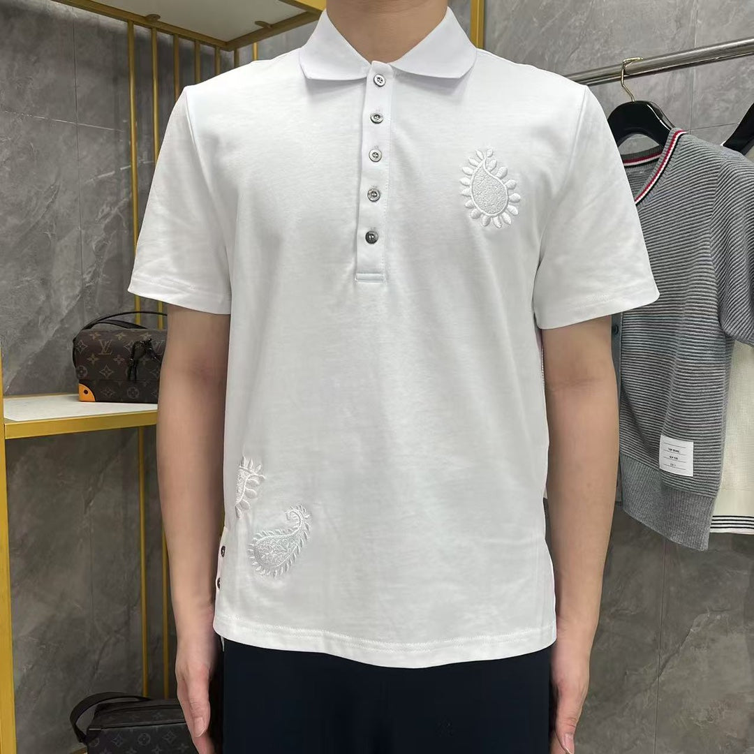 2025SS  Men's floral embroidered T-shirt THOM TREND