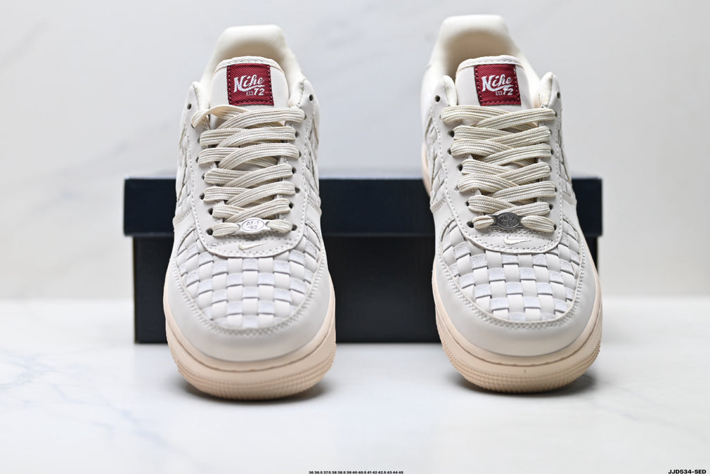 Nike Air Force 1 Low Cream Woven Unisex Sneakers Style 05 detail view 8