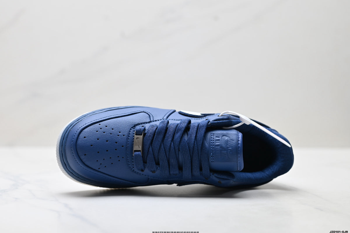 Nike Air Force 1 Low Navy Blue White Unisex Sneakers Style 01 detail view 3