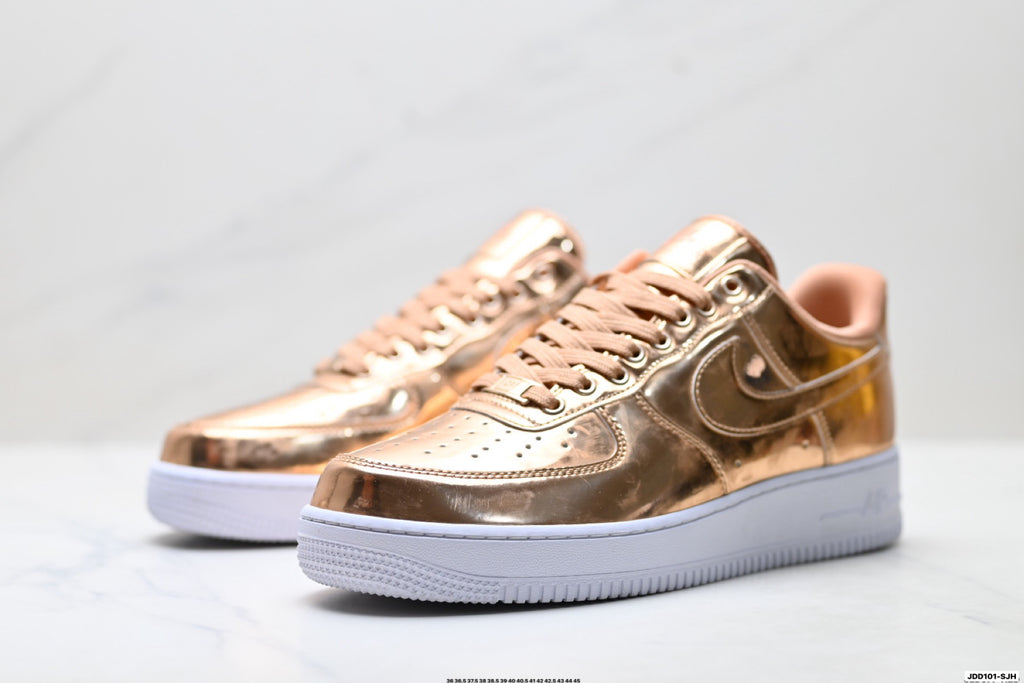 Nike Air Force 1 Low Rose Gold Metallic Unisex Sneakers Style 17 detail view 5