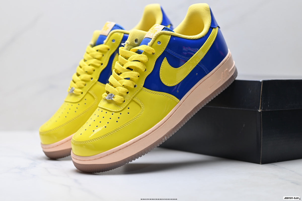 Nike Air Force 1 Low Yellow Royal Blue Unisex Sneakers Style 19 main angled pair view