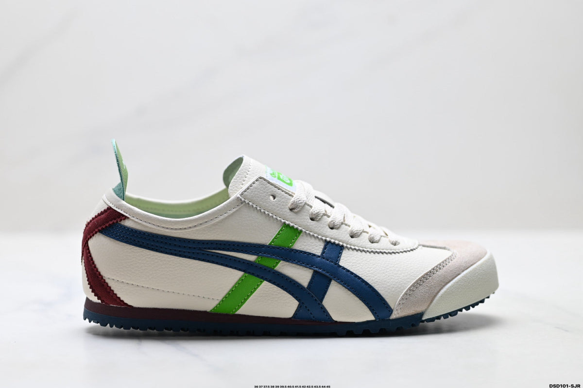 Onitsuka Tiger Retro Low Top White Navy Green Red Unisex Shoes Style 06 detail view 2