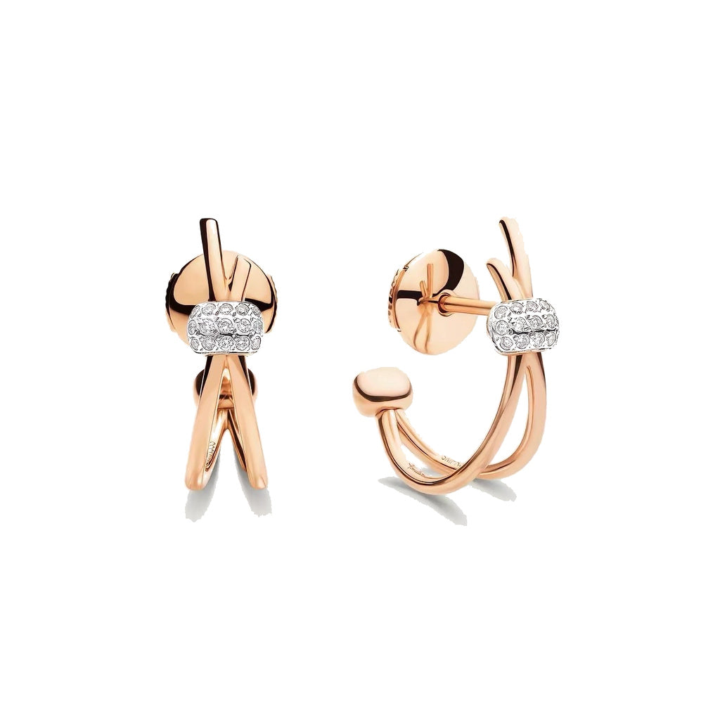 Pomellato Style Classic Cubic Zirconia 18K Gold-Plated Earrings front product view