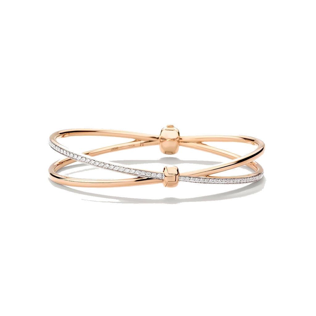 Pomellato Style Crossover Cubic Zirconia 18K Gold-Plated Bangle front product view