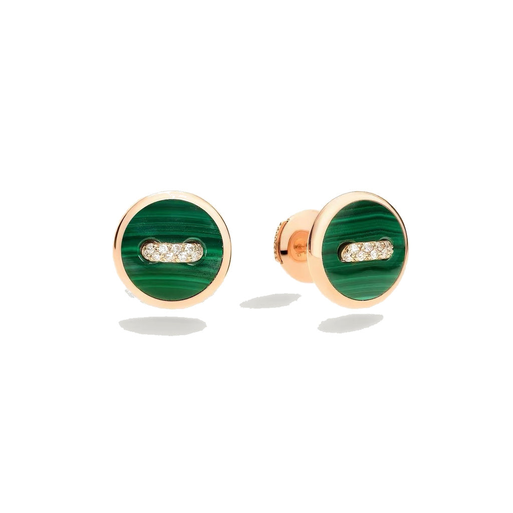 Pomellato Style Malachite Cubic Zirconia 18K Gold-Plated Earrings front product view