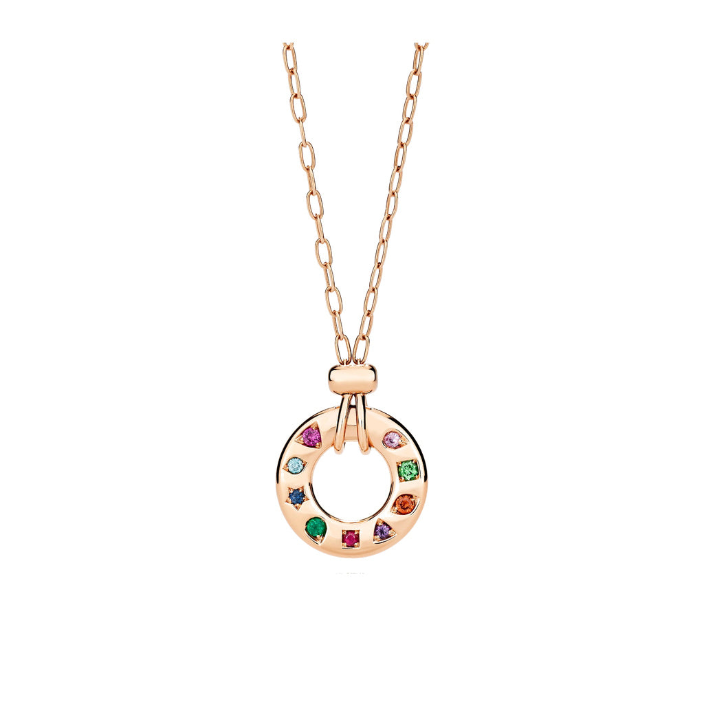 Pomellato Style Multicolor Stone 18K Gold-Plated Necklace front product view