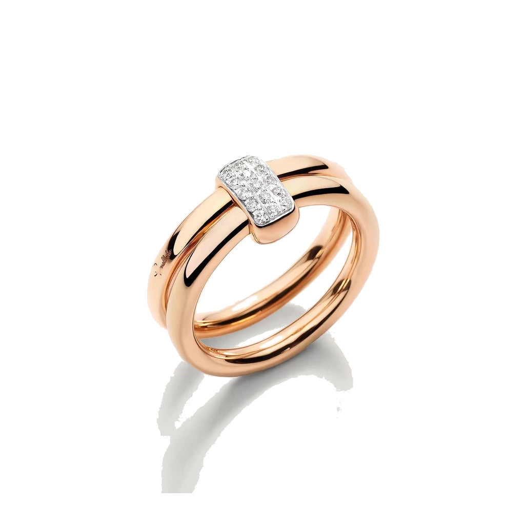 Pomellato Style Pillow Cubic Zirconia 18K Gold-Plated Ring front product view