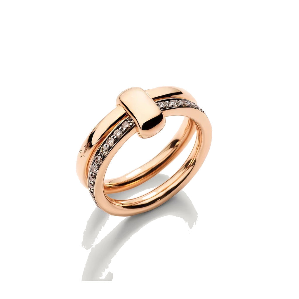 Pomellato Style Pillow Cubic Zirconia 18K Gold-Plated Ring front product view