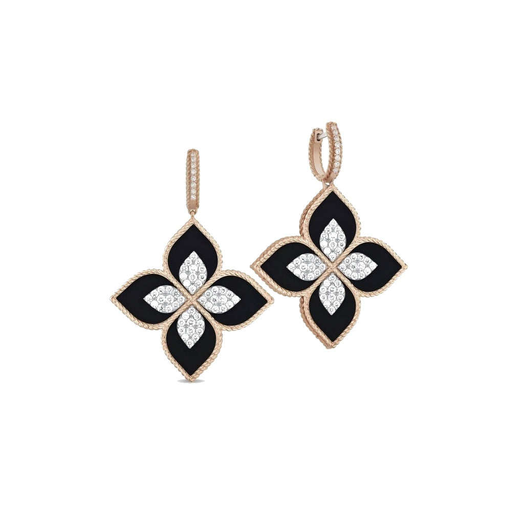 Roberto Coin Style Four-Leaf Clover Cubic Zirconia Earrings front product view
