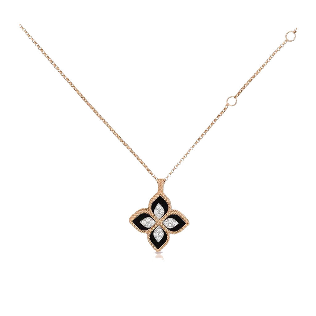 Roberto Coin Style Four-Leaf Clover Cubic Zirconia Necklace front product view