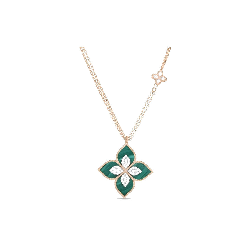 Roberto Coin Style Four-Leaf Clover Cubic Zirconia Necklace front product view