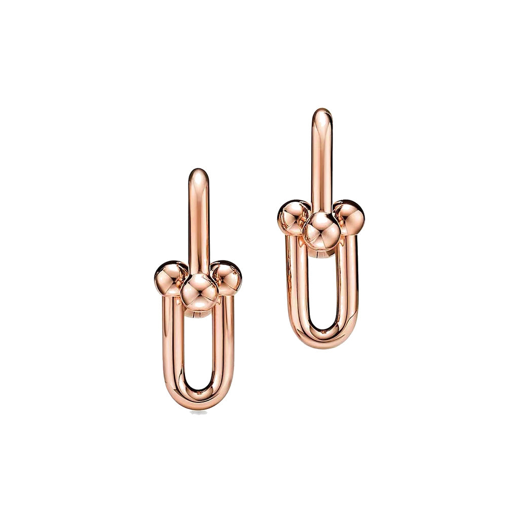 Tiffany Style Horseshoe 18K Gold-Plated Earrings front product view