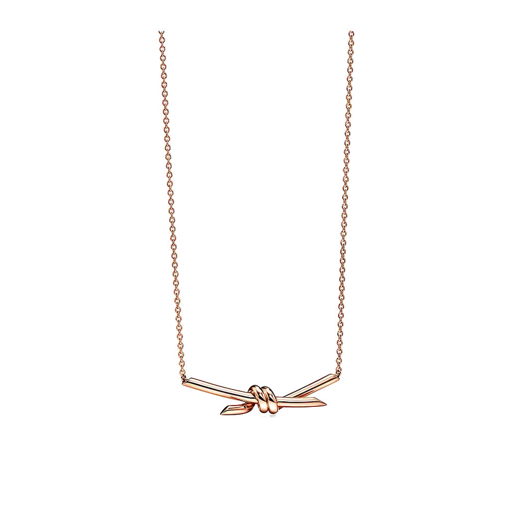 Tiffany Style Knot 18K Gold-Plated Necklace front product view