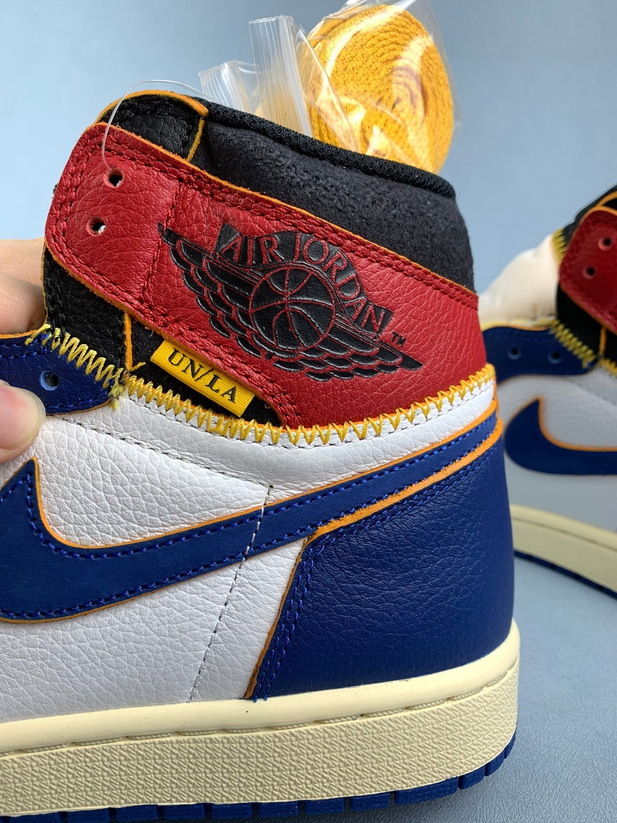Air Jordan 1 High UN Blue/White Color-Block Unisex Sneakers BV1300-146 detail view 6