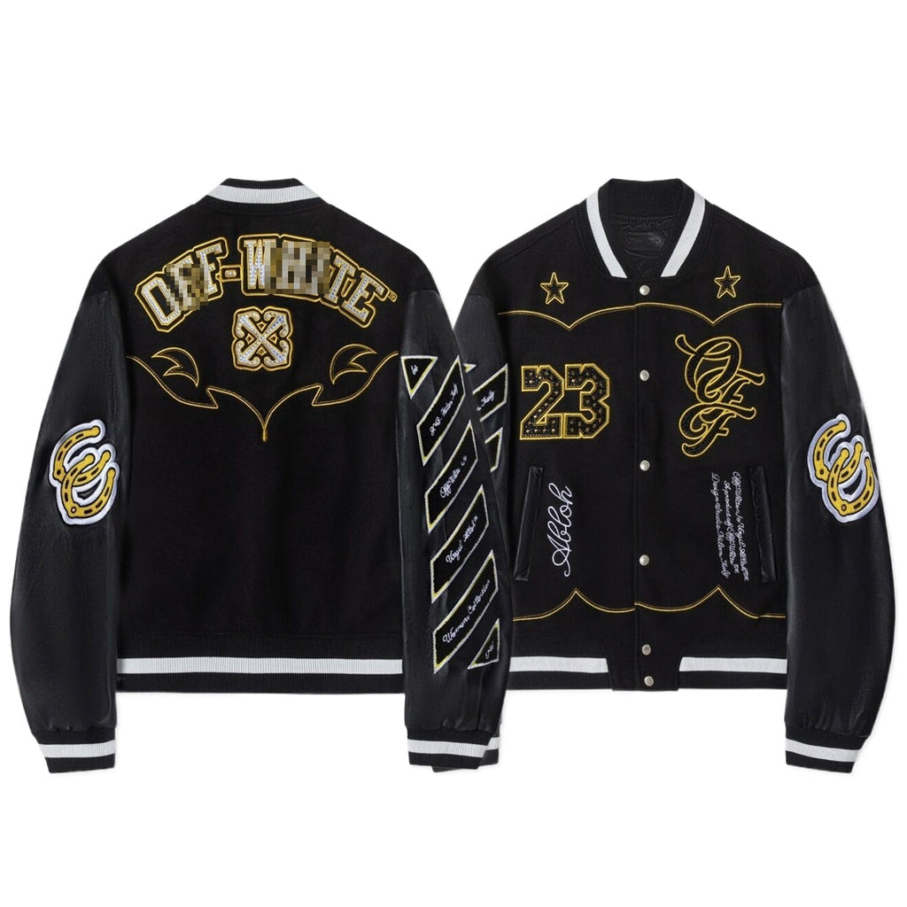 Off-White Black Gold Number 23 Varsity Jacket for Men